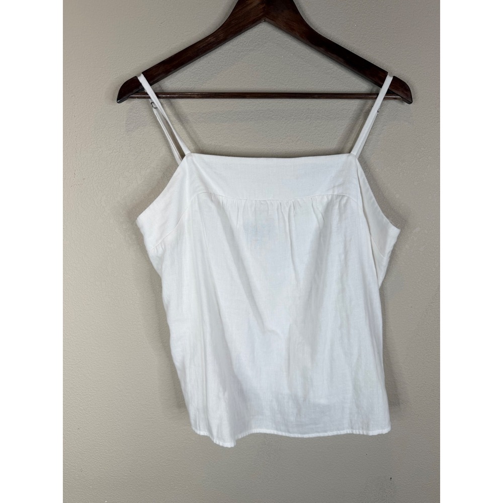 Drew White Cotton Square Neck Cami Top Adjustable Spaghetti Straps Large USA